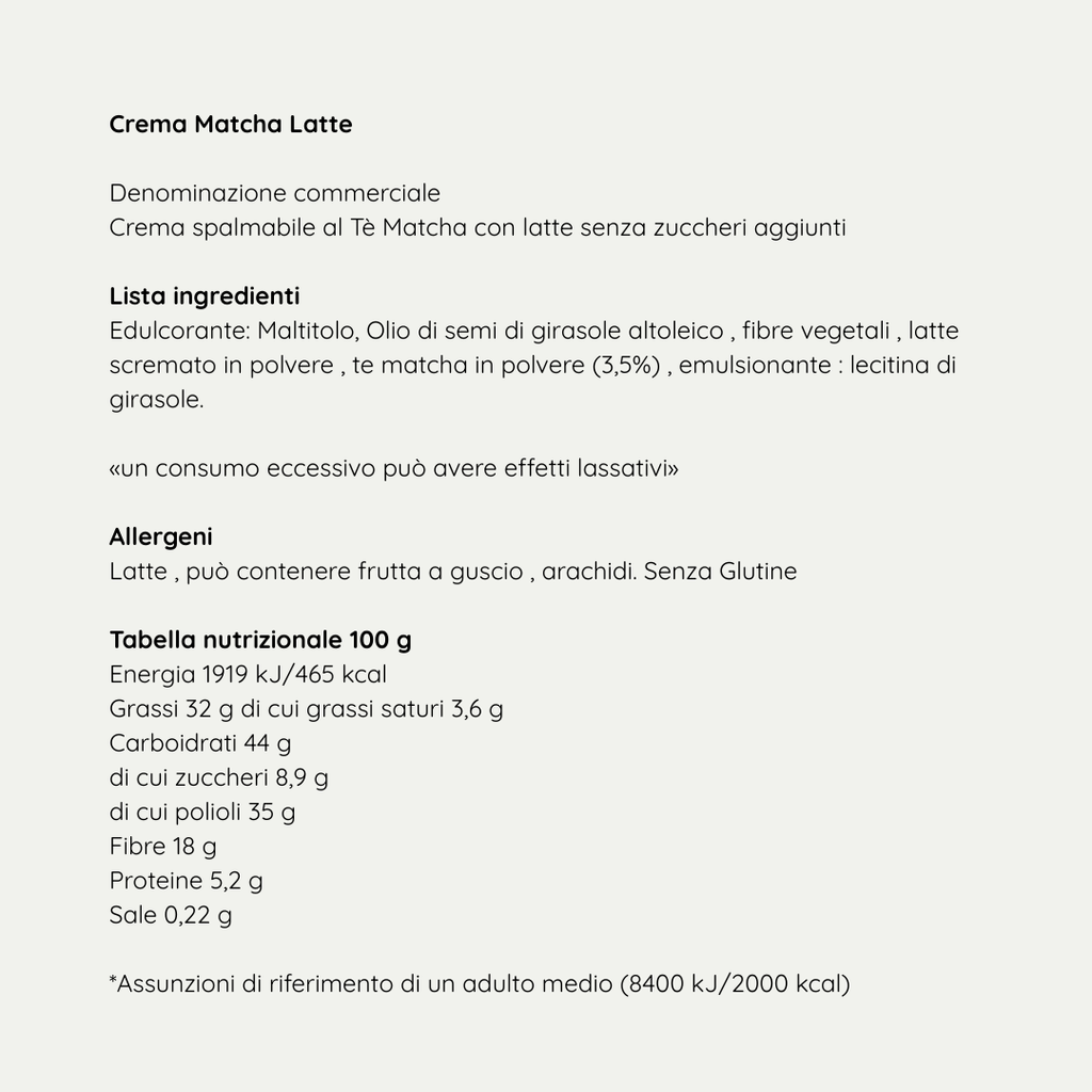 Crema Matcha Latte 250g - Senza Zuccheri Aggiunti